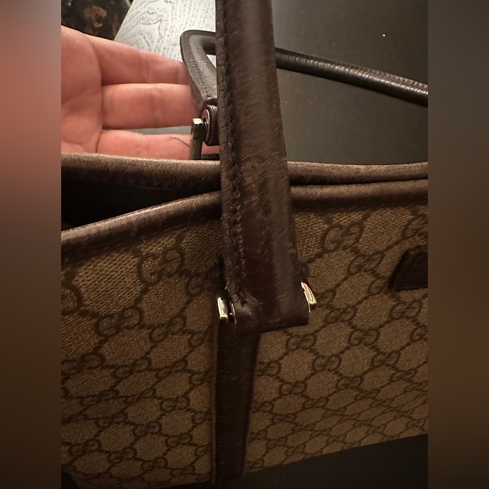 Gucci GG Supreme Canvas Tote Brown | Leather Trim | Authentic w COA - Picture 4 of 14
